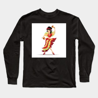 Latina beautiful girl dancing with maracas Long Sleeve T-Shirt